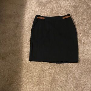 Ralph Lauren Black Pencil Skirt with Tan Buckle Accents